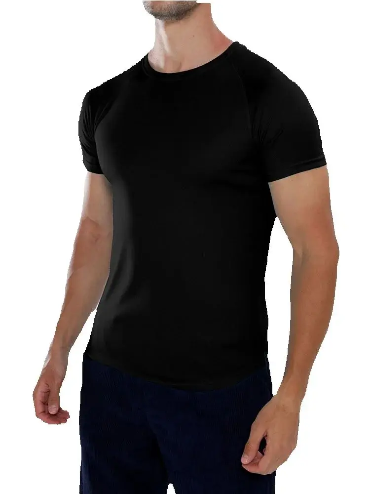 

T Shirt Men Casual Short Sleeve Muscle Joggers Bodybuilding Tshirt Male Gym Fitness Tops Tee Streetwear Slim Fit Summer T-shirt