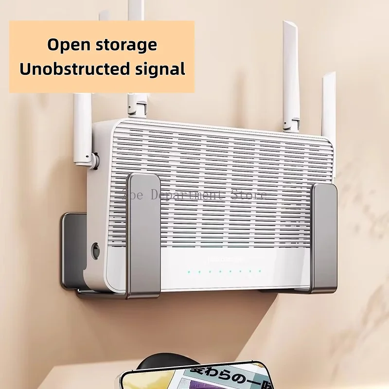 No-Drill Wall Mount Router Storage Box | TV Network Fiber Set Topbox Holder | Multi-Functional Media Device Shelf for Apple TV