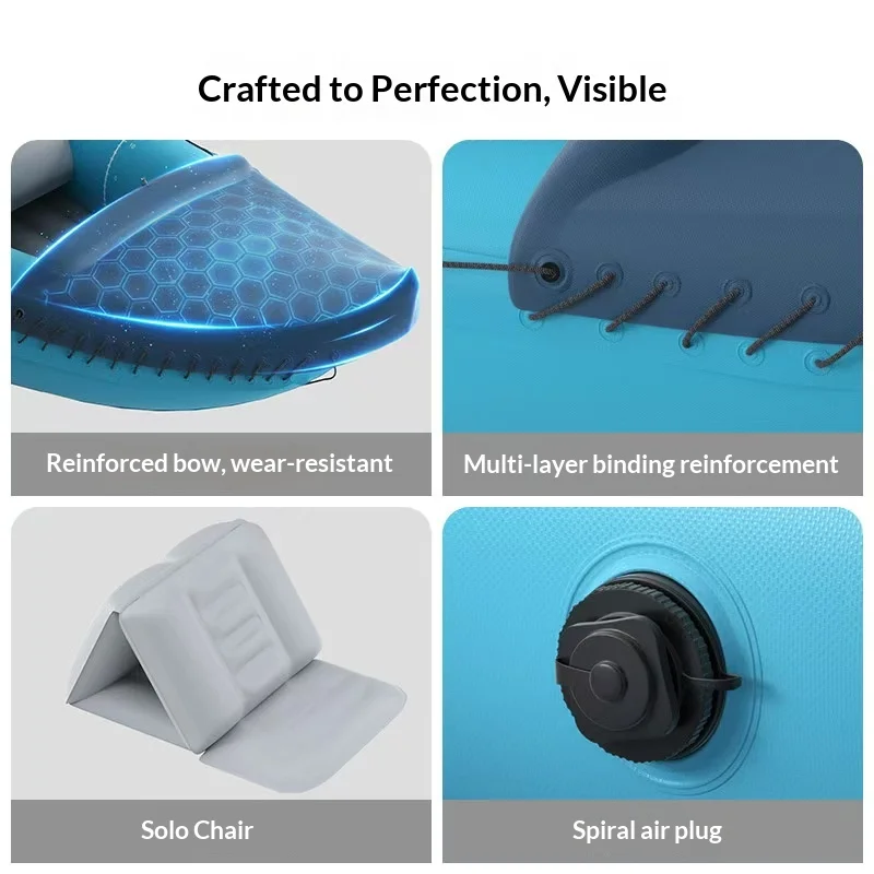 Single/Double-person Professional Hand-Powered Inflatable Kayak Tourist Boat Environmentally Friendly PVC Durable Construction