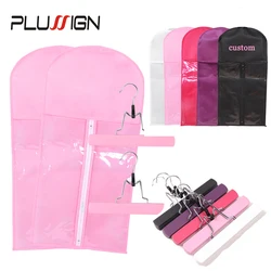 Sac de rangement pour extensions de cheveux avec cintre, sacs portables pour cheveux et perruque grill, sac anti-poussière non tissé
