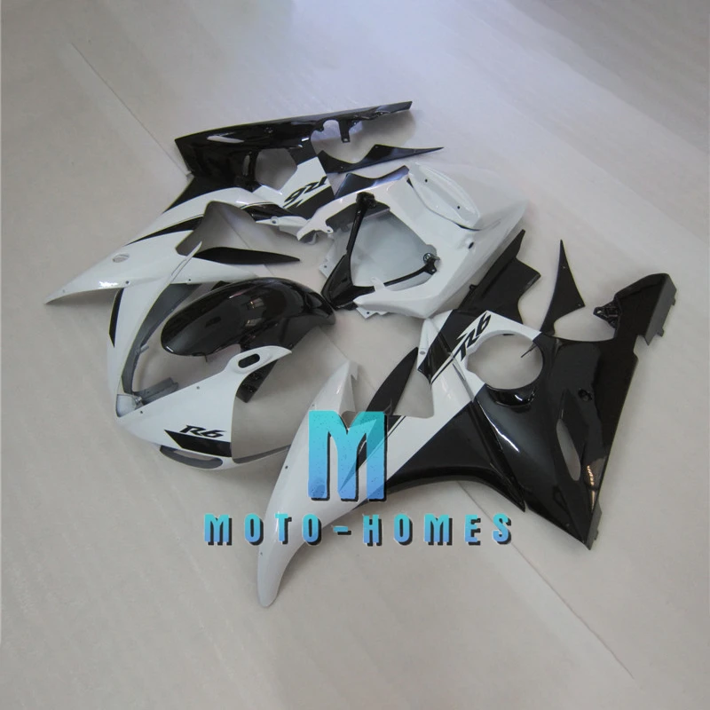 

Complete Motobike Fairing Set for Yamaha YZF R6 03 04 05 YZFR6 2003 2004 2005 Injection Molded Body Rebuild Bike Black White