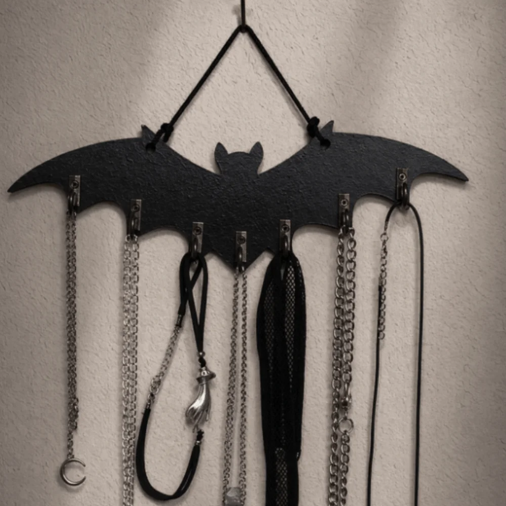 Halloween Wooden Bat Wall Hook Retro Creative Space-Saving Organizer Hanger Rack Lightweight Convenient Gothic Key Rack