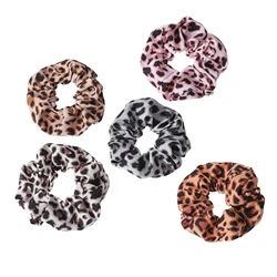 5pcs/lot Hair Scrunchies Girls Scrunchy Accessories Elastic Band Fashion Chiffon Holder Headwear Ties Print Leopard Women Party