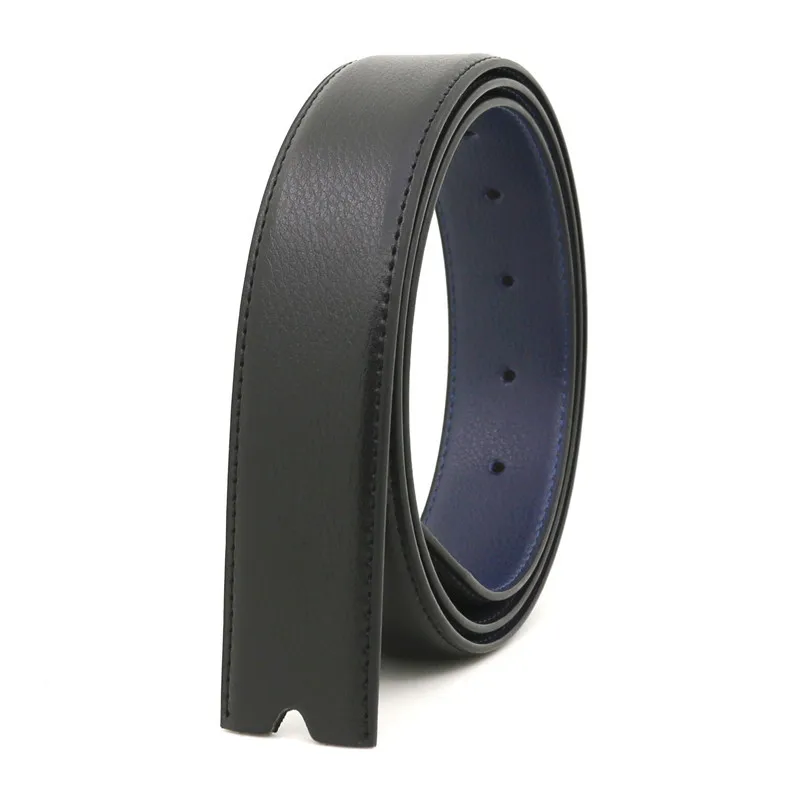 3,3 cm breiter Gürtelriemen mit Stiftschnalle, Gürtelkörper, weiß-blau-grauer, perforierter Gürtel aus echtem Leder ohne Schnalle – Detail 7
