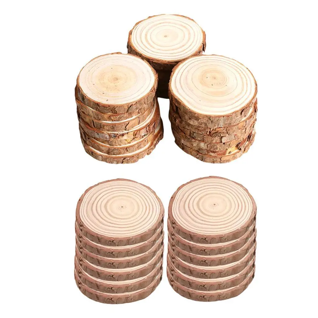 Unfinished Wood Slices Natural Round Discs DIY Wood Craft Blocks for Innovative Wooden Gifts and Projects