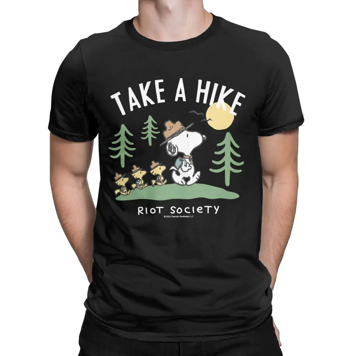 Men's Official Peanuts Snoopy Take A Hike T Shirt 100% Cotton Tops Fashion Short Sleeve Round Collar Tee Shirt Printed T-Shirt