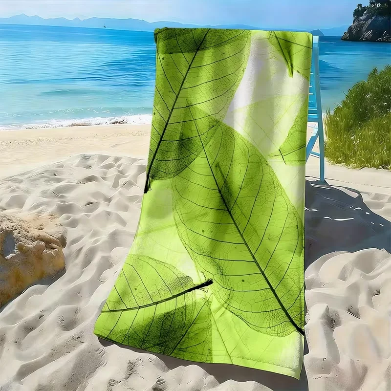 Lotus Leaf Koi Fish Oriental Print Beach Towel Quick Dry Sand Resistant Pool Towel Vintage Summer Beach Towel