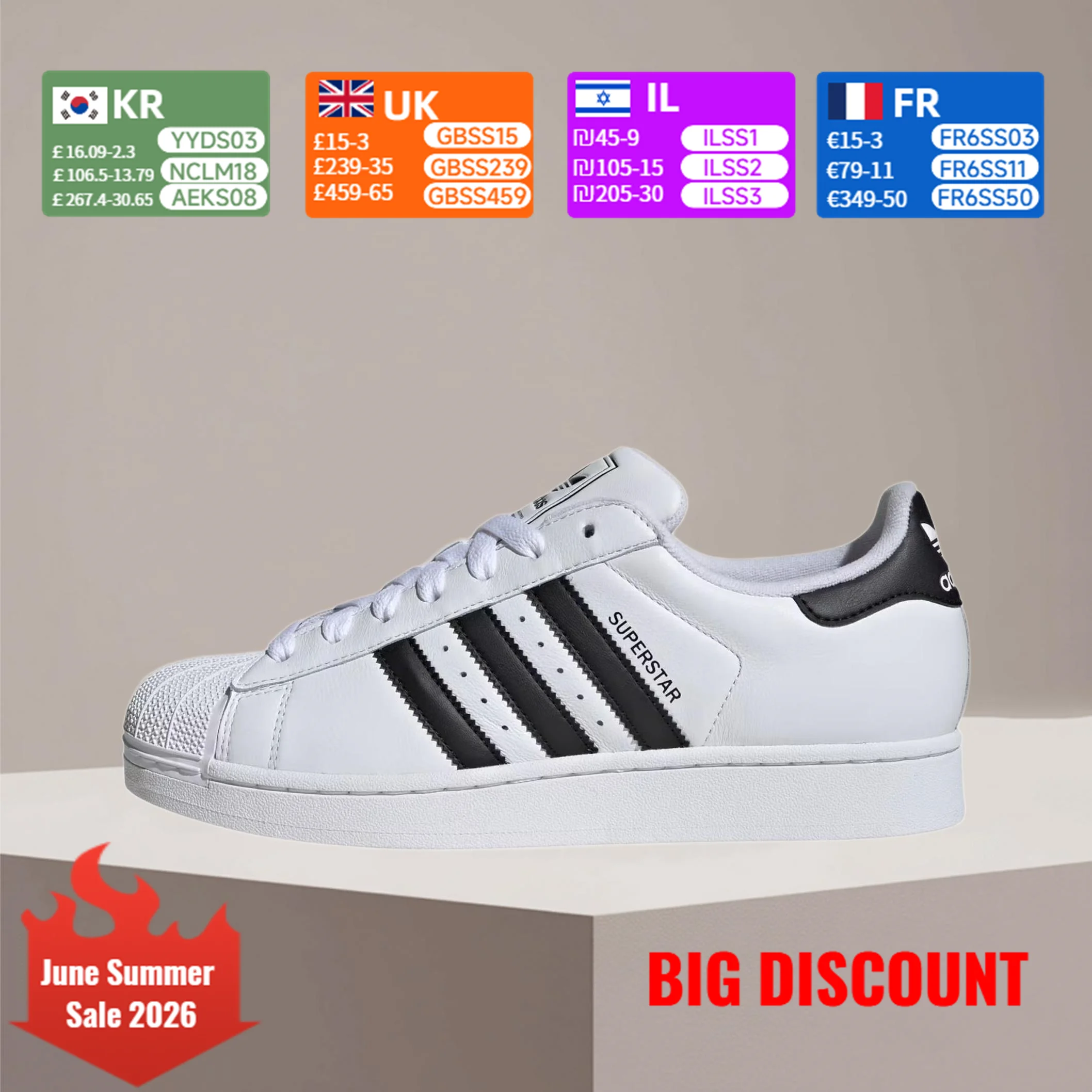 adidas Originals Superstar 2 Tênis de Skate Multifuncional Confortável, Durável, com Suporte e Antiderrapante Unissex Casual IH8659