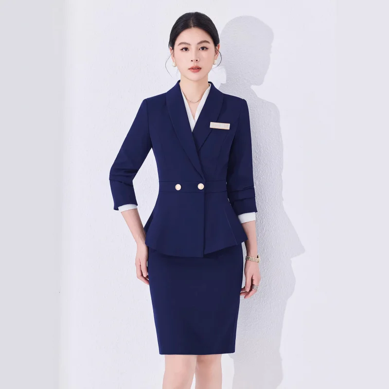 

Professional suit for spring and autumn, stylish and elegant goddess-style skirt set, office workwear, front desk manager formal