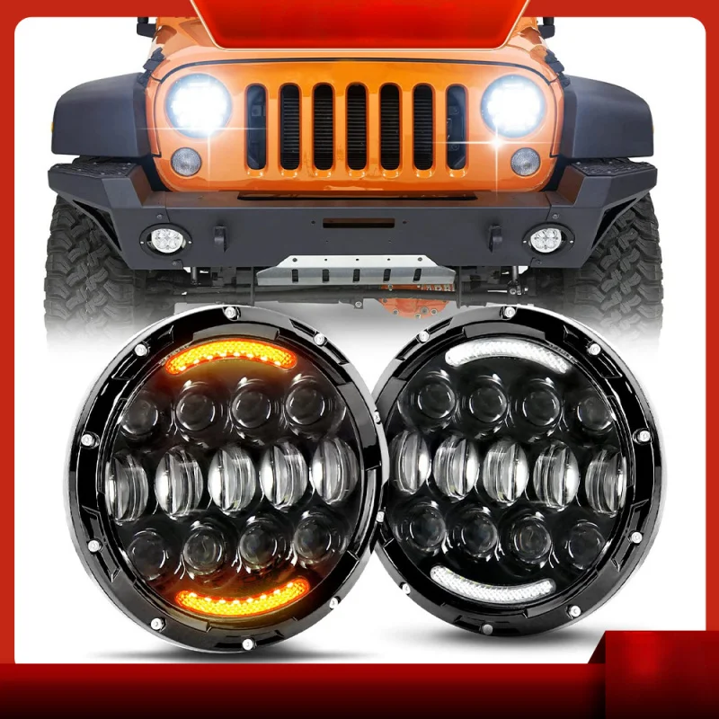 

7-inch Wrangler white angel eye LED headlights with 105W integrated high and low beam Wrangler headlights