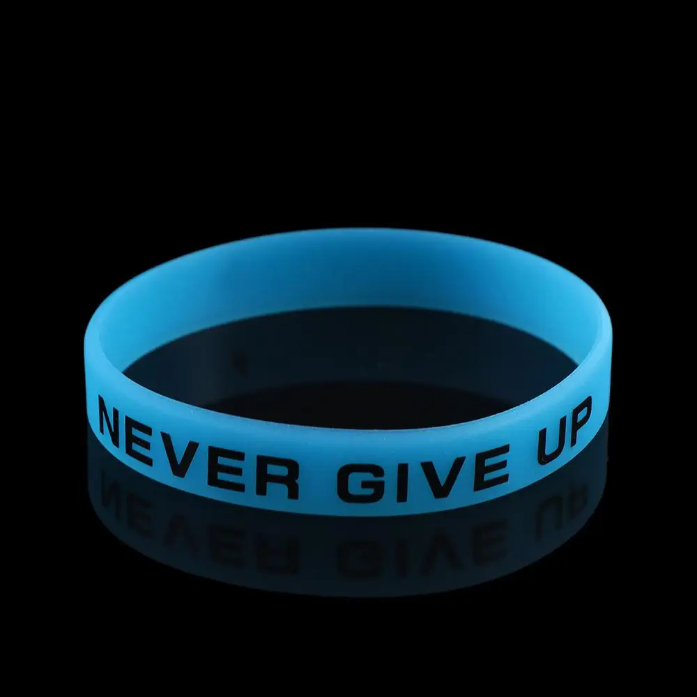 Flexible Bracelets Fitness Wristband Never Give Up Bracelet Basketball Wristband Silicone Sweat Band Luminous Rubber Bracelets