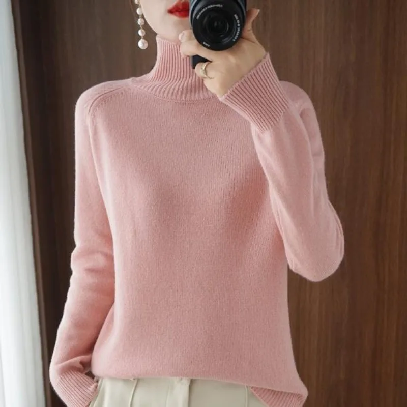 

2023 Autumn and Winter New Women Long-Sleeved Turtleneck Sweater Thickened Inner Wear Slim Fit Top Comfortable Knitwear
