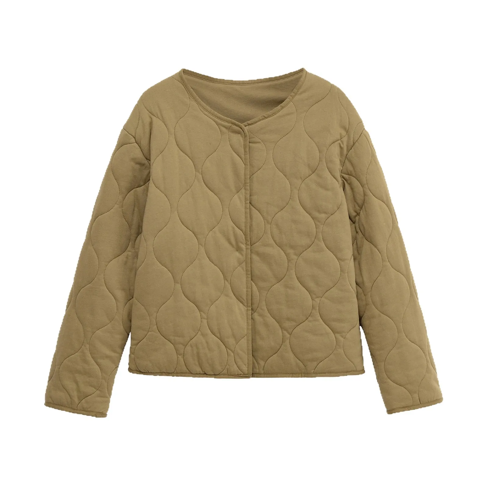 Nowa, uniwersalna kurtka bawełniana z okrągłym dekoltem i diamentami na jesień i zimę 2025, luźna, codzienna kurtka bawełniana, odzież damska.