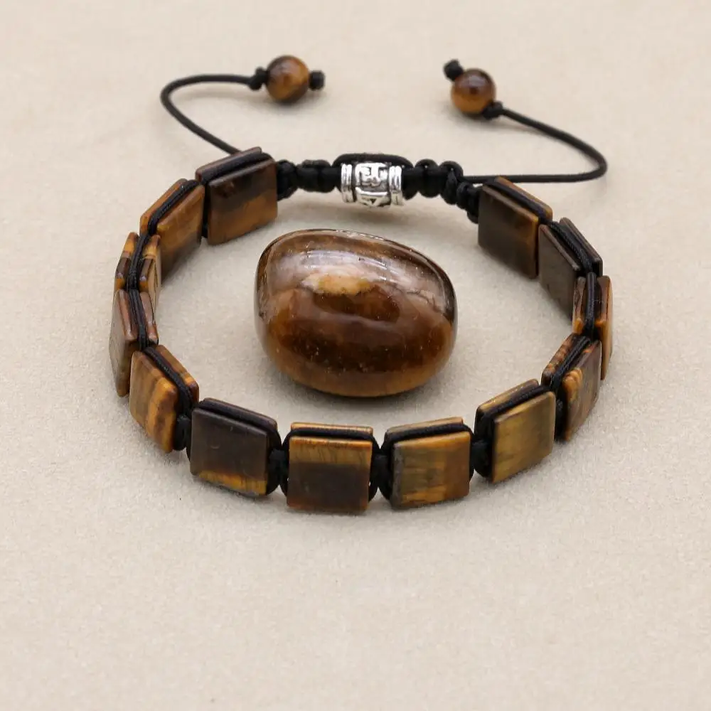 Natural Tiger\'s Eye Stone Braided Bracelets & Bangles Punk Man Women Friendship Chakra Charm Bracelet Couple Jewelry Gifts