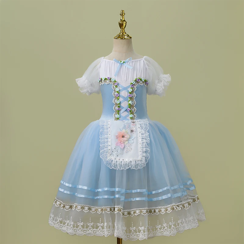 Romantische Kinder Mädchen Lange Ballerina Kleid Pailletten Tutu Ballett Rock Kleidung Giselle Leistung Schwan Tanz Kostüm