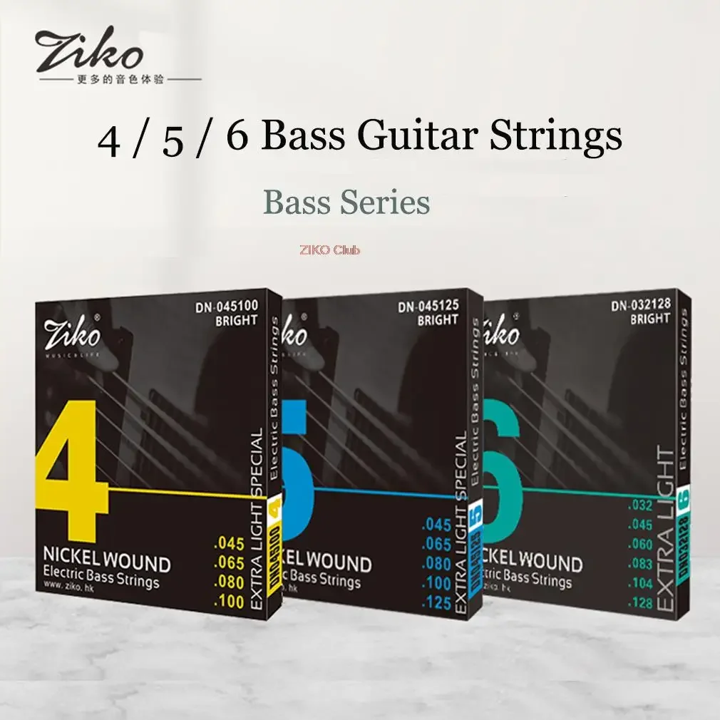 ZIKO 4 /5/6 Strings Bass Electric Guitar Strings StringsNickel Wound Hexagonal  Alloy Core Guitar String Electric Bass String