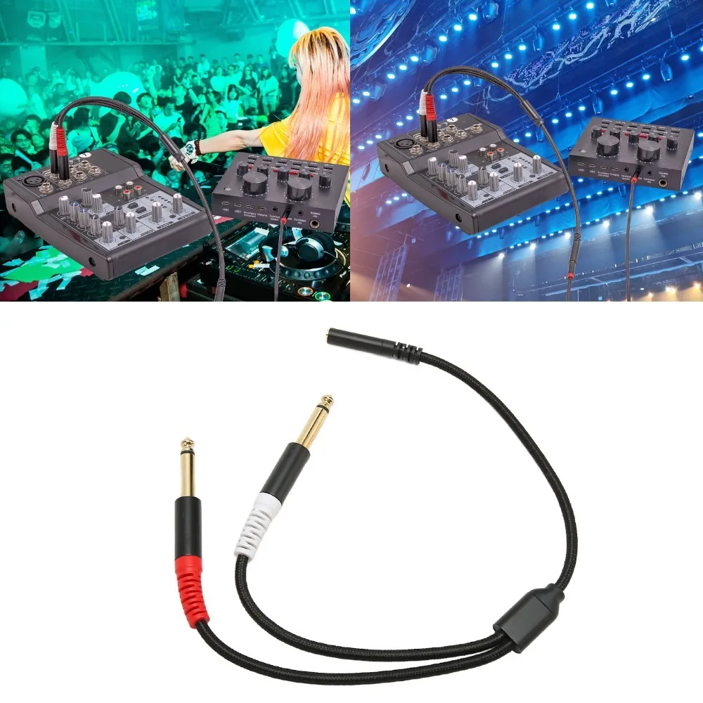 1/8 Stereo Female to Dual 6.35mm Mono Male 3.5mm to Dual 1/4 Inch Sound Splitter Cable 13.8inch Audio Splitter Cord