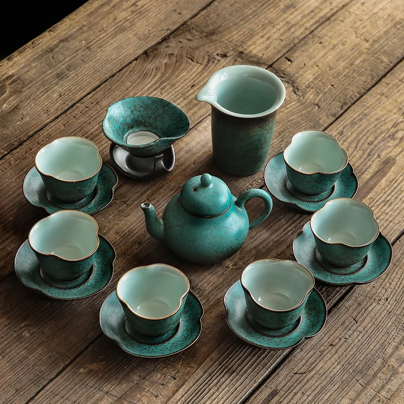 

Japanese Kiln Baked Retro Domestic Living Room Tea Set Suit Ceramic Teapot Tea Cup Small Set Kung Fu Tea Set Gift Box