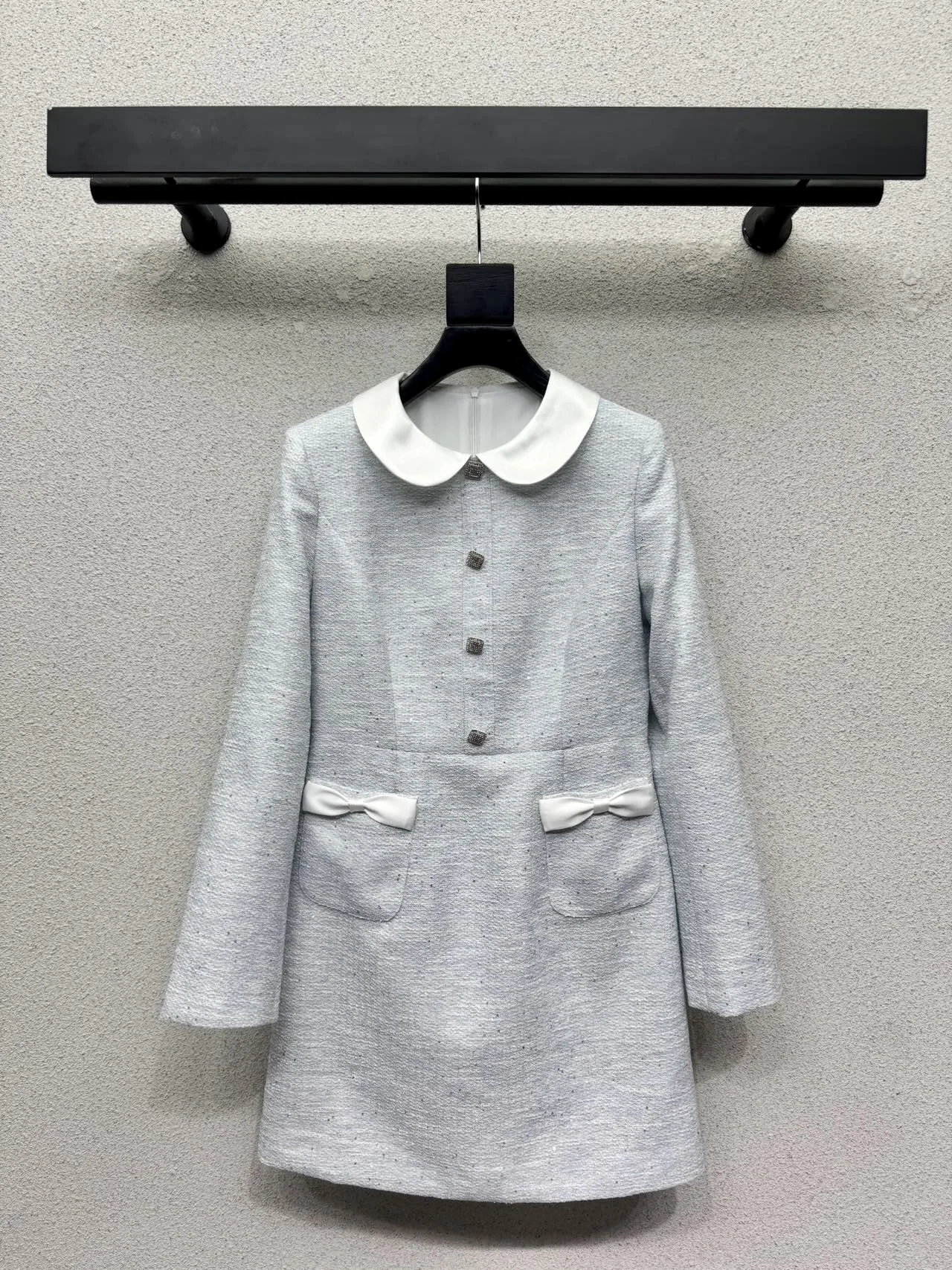 Contrast Collar Long Sleeve Dress, Elegant & Versatile