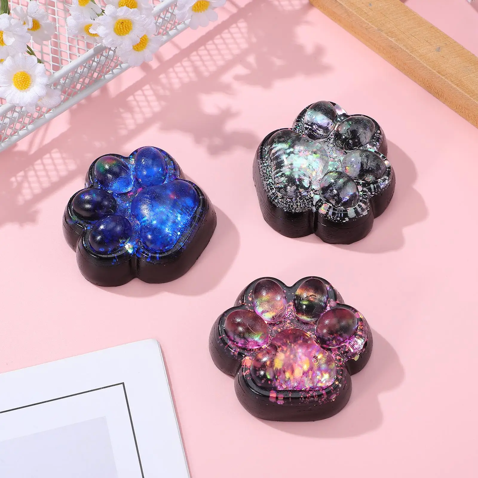 3 قطعة القط الأسود معسر مكتب اللعب اسفنجي للفتيات الحيوان ضغط الاطفال مضحك بسط الكبار الحسية هلام تململ