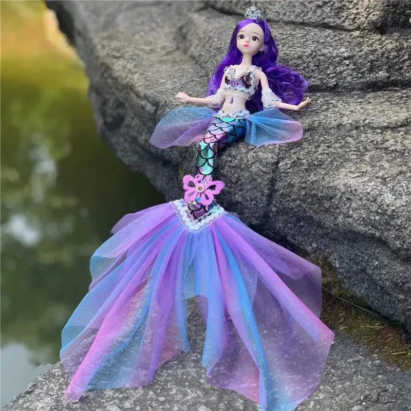 1Pcs Cute Wedding Mermaid Doll 45cm Doll 13 Joint Movable 3D Eye Clothes Detachable Dress-up Toy Girl Kid Birthday Gift