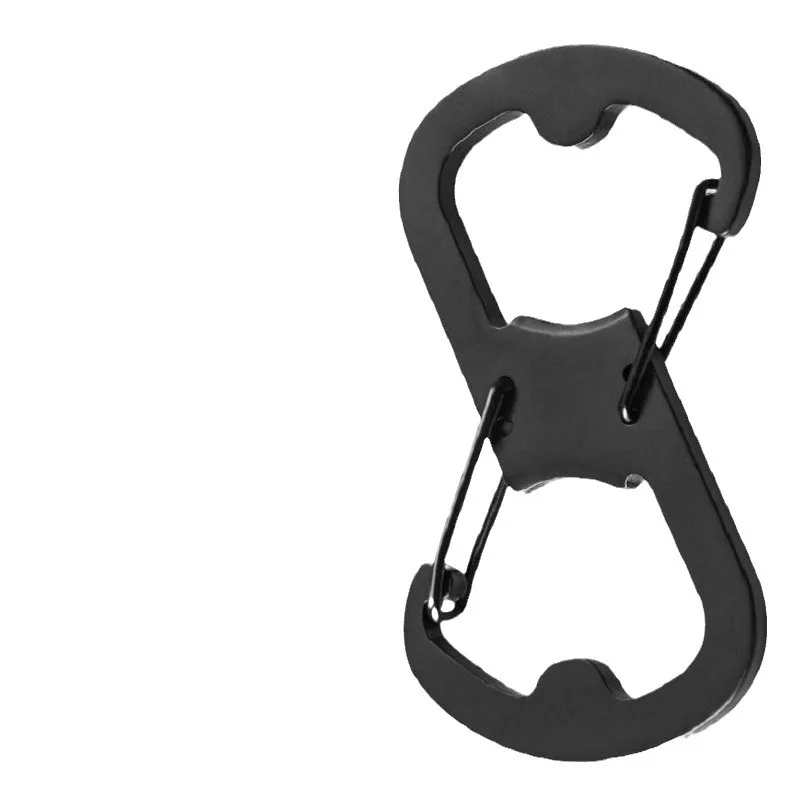2 in 1 Multi-functional 8-Shaped Steel Mountaineering Buckle Bottle Opener, Outdoor Safety Quick Double Hanging Buckle Hook