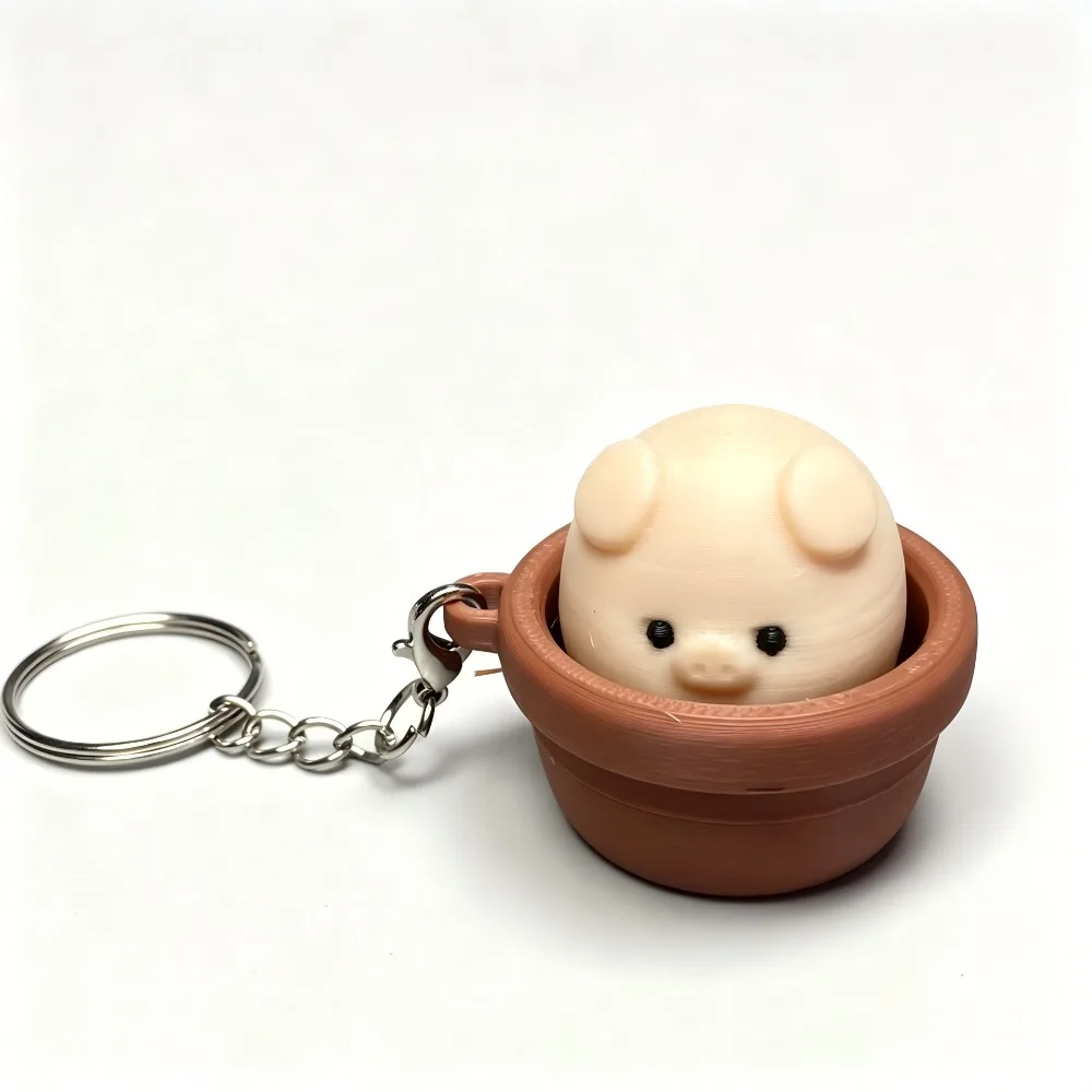 3D Printed Keycap Clicker Pendant Button Press Key Ring Fidget Clicker Keychain Duck Panda Dog Lucky Cat Key Chain Party Favors