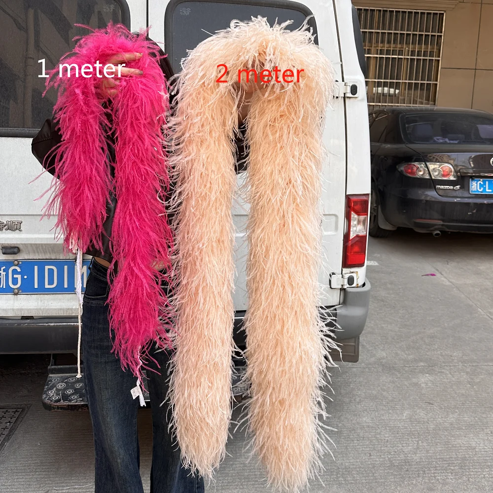 

1 Meters Ribbon Natural Ostrich feather boa Trim for Wedding Dress Sewig Accessory Decoration Shawl Customized