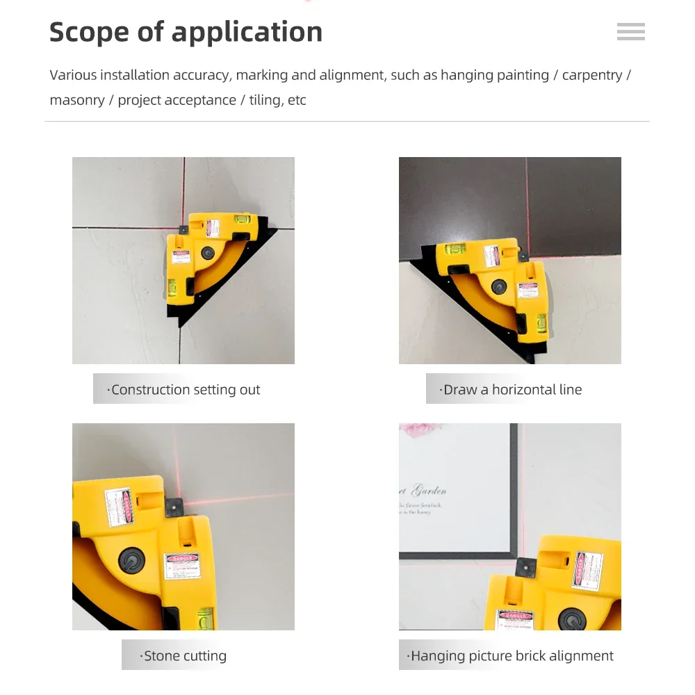 90° Infrared Laser Level Vertical Horizontal Line Projection Square Floor Tiling Level Laser Accurate Measurement Laser leveler