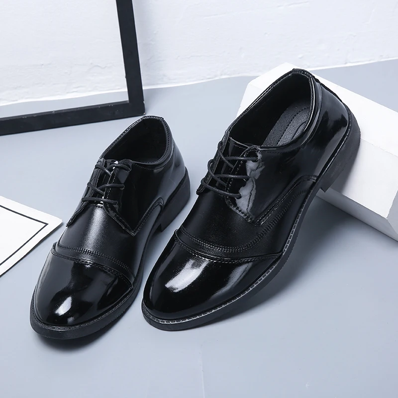 

Fashion Black Leather Shoes Man Comfortable Waterproof Dress Shoes Man Outdoor Lace-Up Cheap Casual Business Men Shoes Loafers
