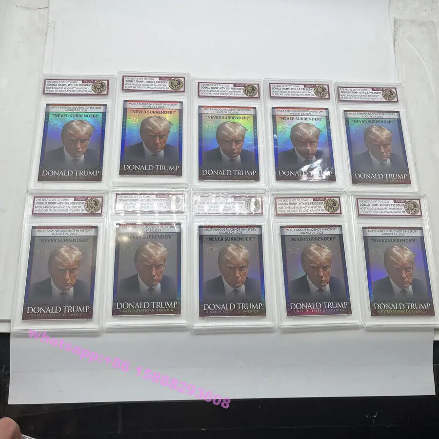 

Ten piece per set Donald Trump last mugshot paper card 45th Us President card in display case travel business gift