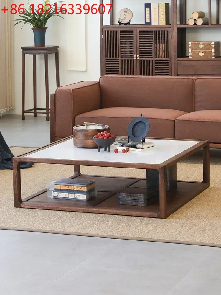 

Квадратный чайный столик TAO из массива дерева и мрамора в новом китайском стиле для больших квартир, низкий столик в скандинавском стиле для гостиной