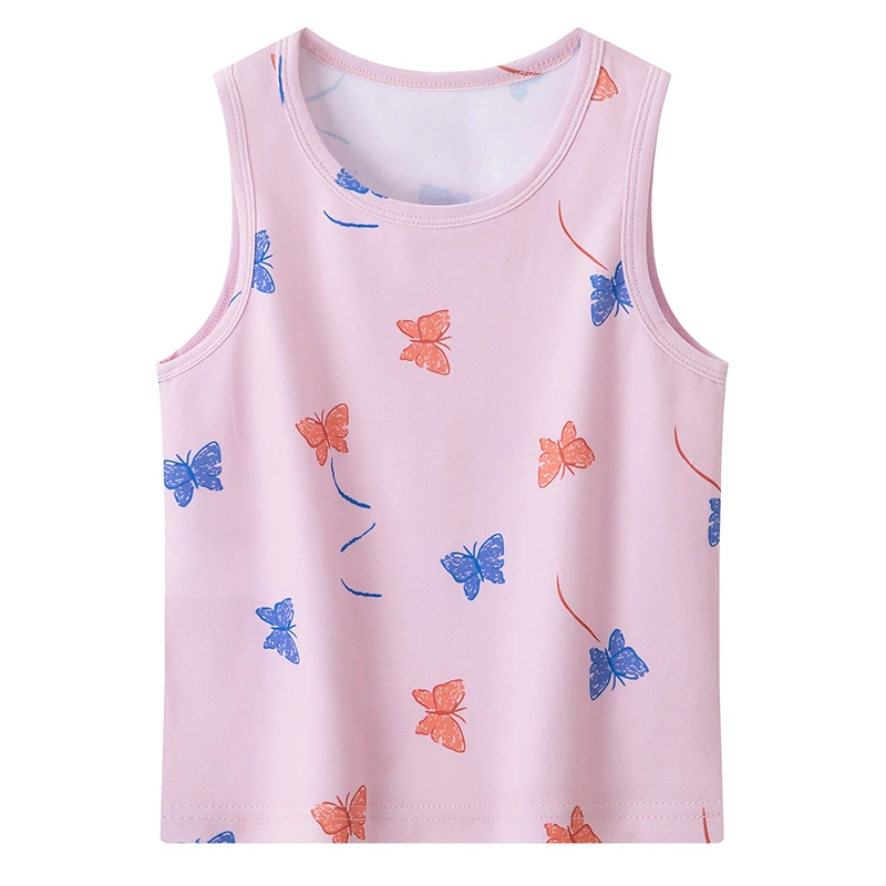 4-teiliges Set für Mädchen: Bequeme, vielseitige Weste für alle Jahreszeiten, süß bedrucktes Oberteil, lässiges ärmelloses T-Shirt für Kinder, Basic-Shirt – Detail 12