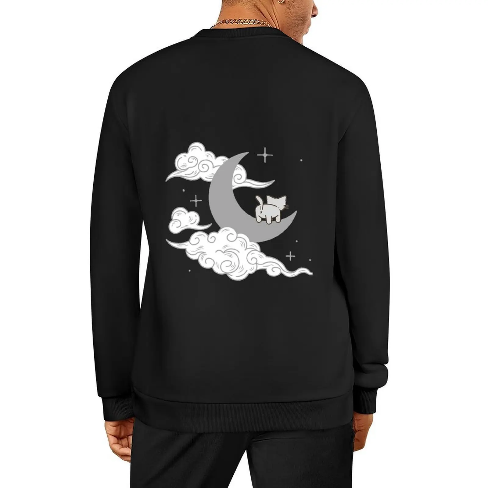 

Moon and clouds with cat Pullover men clothes tracksuit men winter clothes mens clothes sweatshirt