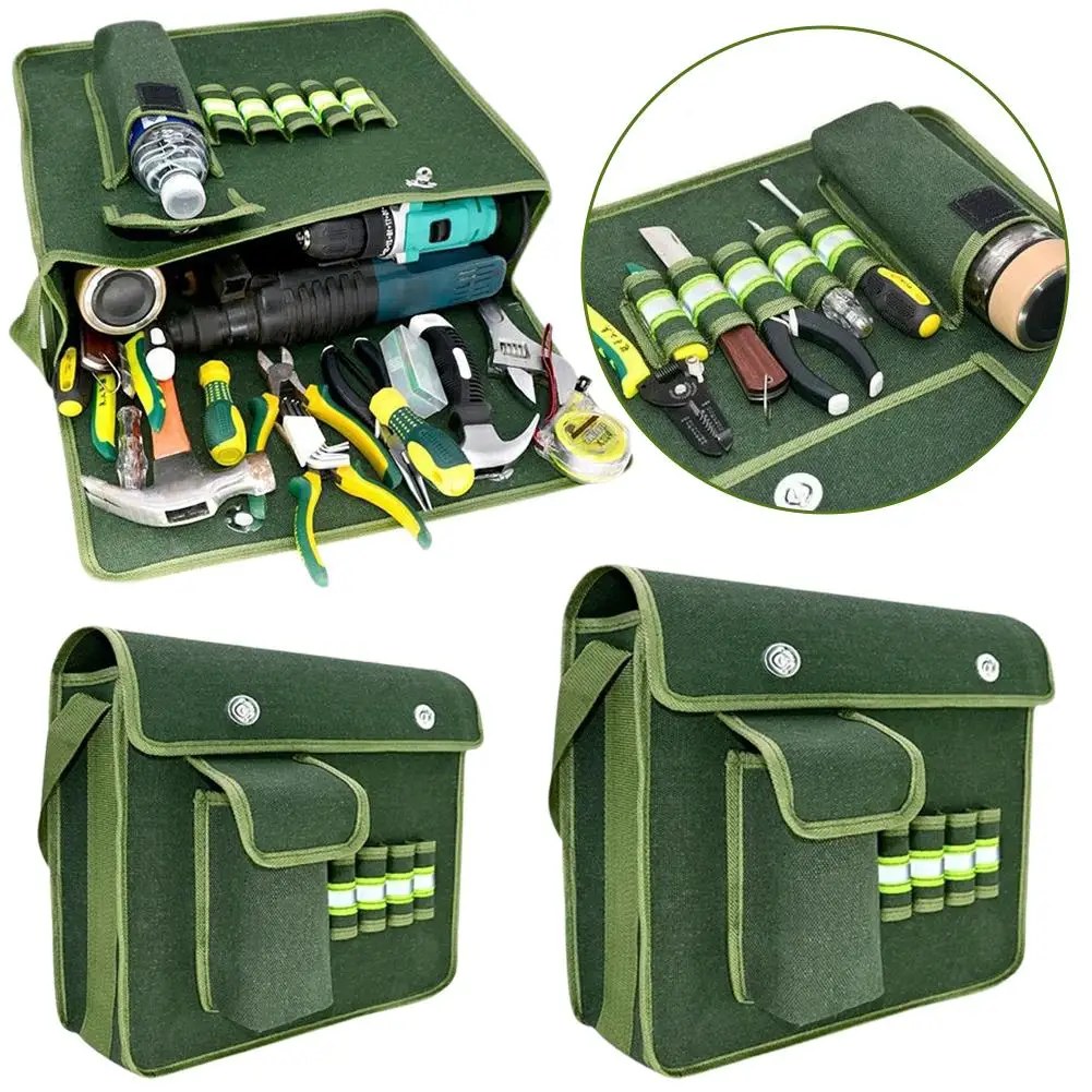 Heavy Duty Canvas Tool Bag Large Capacity Shoulder Tool Storage Bag  Electrician Portable Tools Organizers Bags For Repair Work