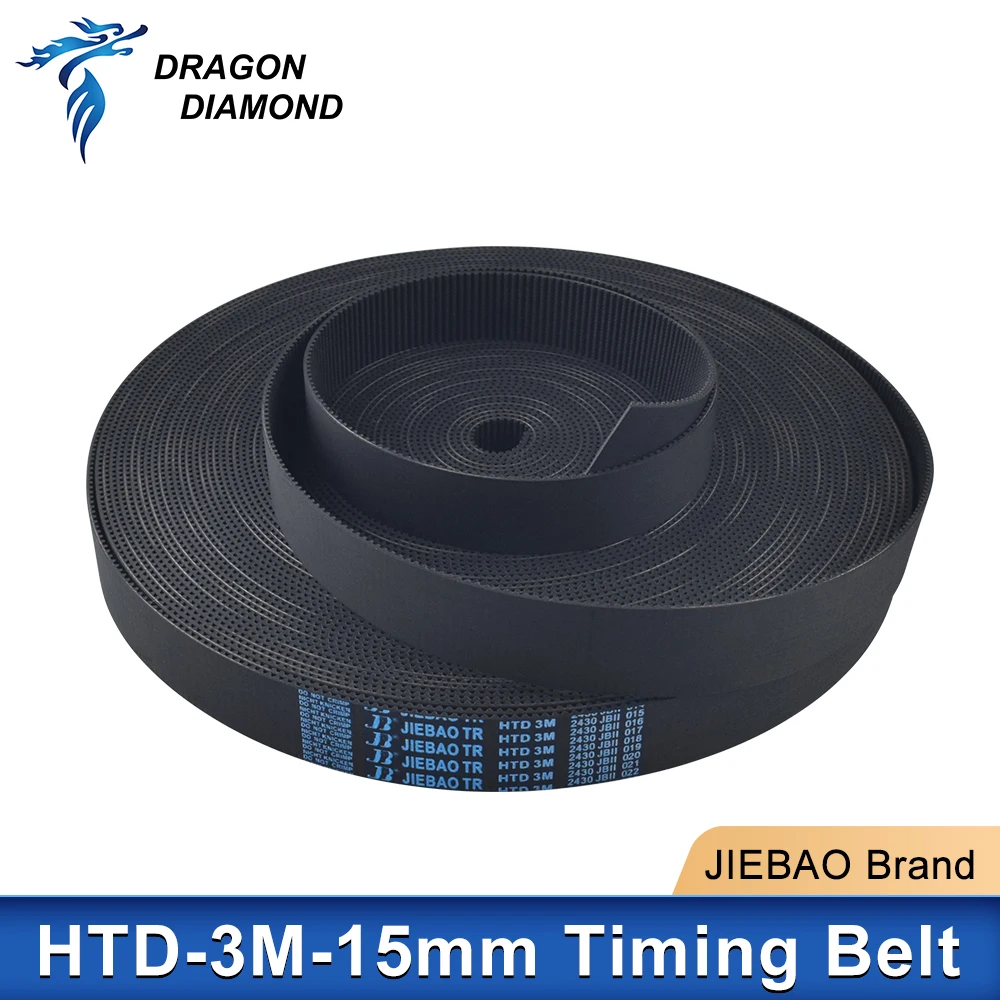 JIEBAO HTD-3M Open Timing Belt Width 15mm 20mm PU Transmission Belt Strap For Co2 Laser Engraving Cutting Machine