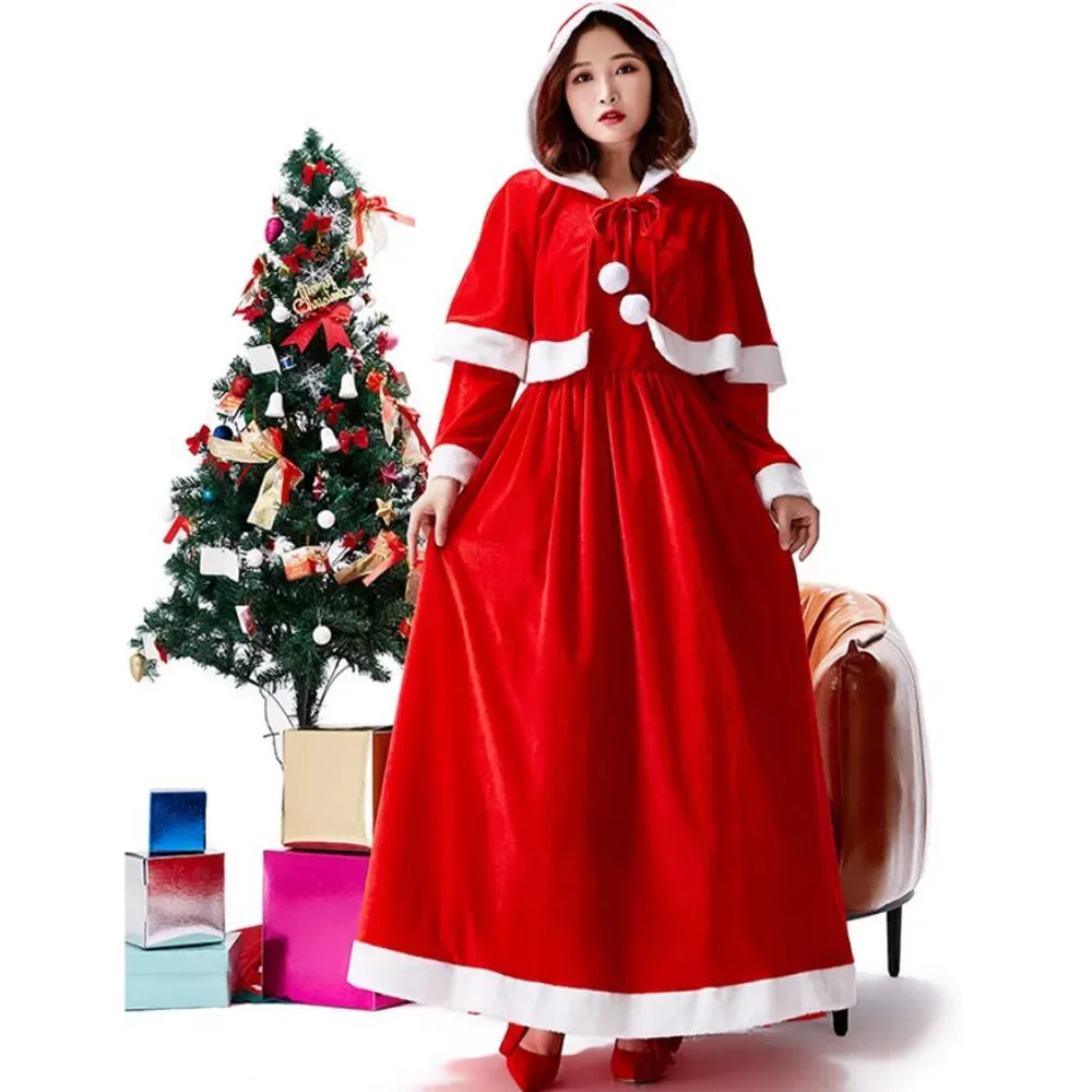 Santa Claus Women Costume Long Dress Christmas Costumes Happly New Year Santa Claus Cosplay New Arrival