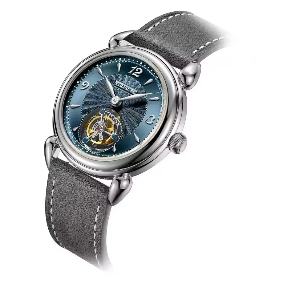 FARASUTE الرجال توربيون ساعة 37 مللي متر دليل لف الميكانيكية ساعة اليد سامسونج الياقوت مرآة أمة الله الهاتفي #6