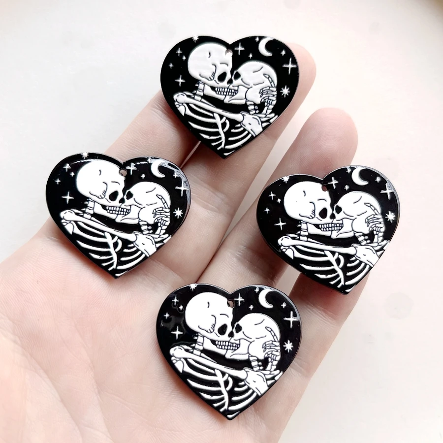 New fashion 36mm Love Skull resin flat back decoration diy jewelry earrings charm decorative accessories 10pcs/lot