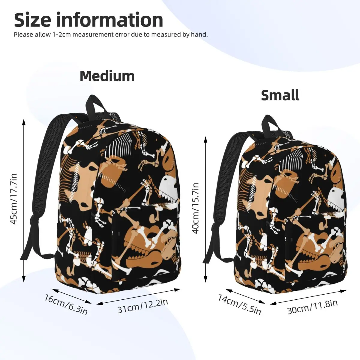

Dinosaur Bones Pattern Backpack Student Boys Girls BookBag Kids School Bag Computer Shoulder Bags for Men Women