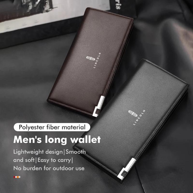 Car Logo Wallets Internal Classic Long Style Card Holder For Lincoln Mondeo MKZ MKX Aviator Navigator Continental Corsair