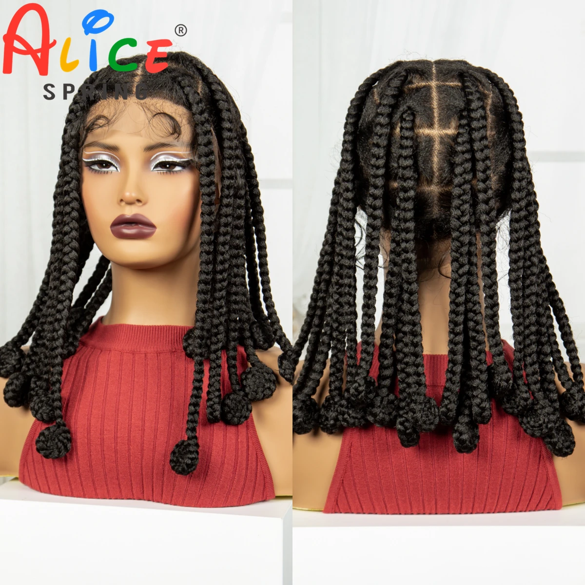 Peruca trançada sintética para mulheres negras, renda cheia, Kinky Knotless, tranças naturais com cabelo de bebê, 12"