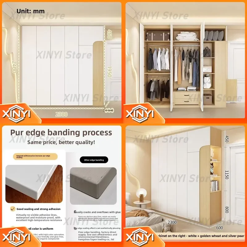 Modern Built-in Wardrobe Closet for Bedroom | Minimalist Storage Cabinet with Hinged Doors Large Capacity for Small Space