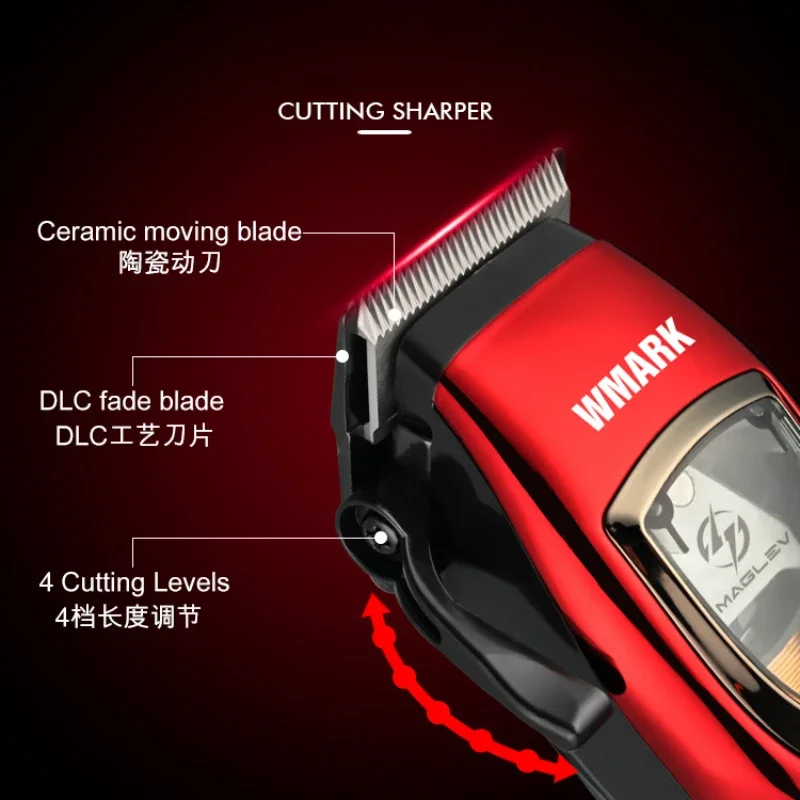 NEW WMARK NG-9010 전문가용 헤어 클리퍼 마그네틱 모터 DLC 블레이드 베이스 충전기 LED 디스플레이 남성용 이발기