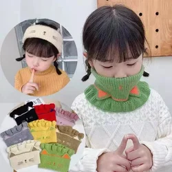 子供用ニットスカーフ,ベビービブ,デュアルユーススカーフ,かわいいフェイクカラー,子猫ターバン,韓国の子供用アクセサリー,秋冬,1〜10歳