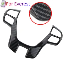 For Ford Ranger Everest Endeavor 2015+ ABS Carbon Fiber Steering Wheel Cover Sticker Trim Frame Decorator Accessories