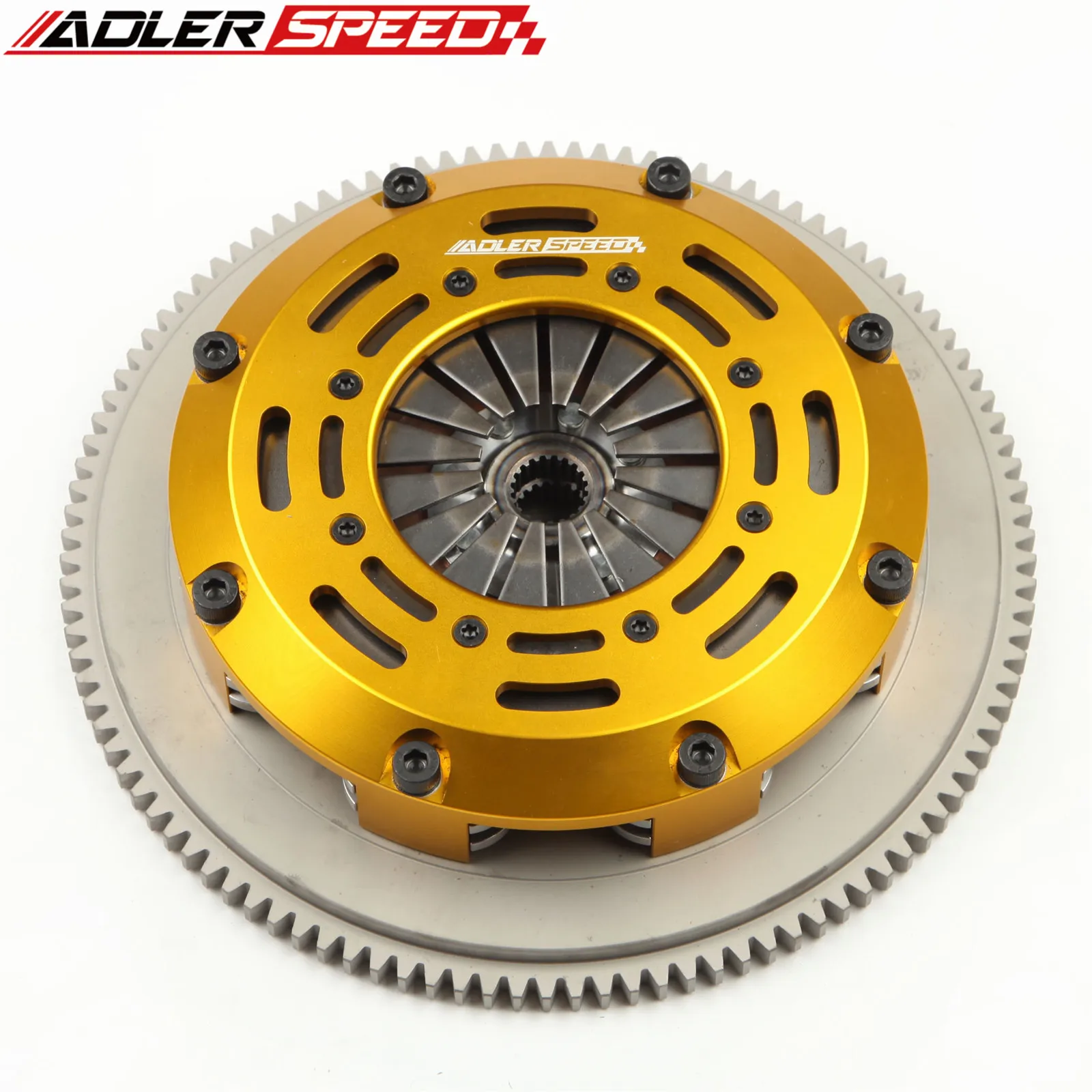 ADLERSPEED Racing Clutch Twin Disc Kit & Flywheel For 89-92 ECLIPSE TALON GST TSI 2.0L FWD  6-Bolt