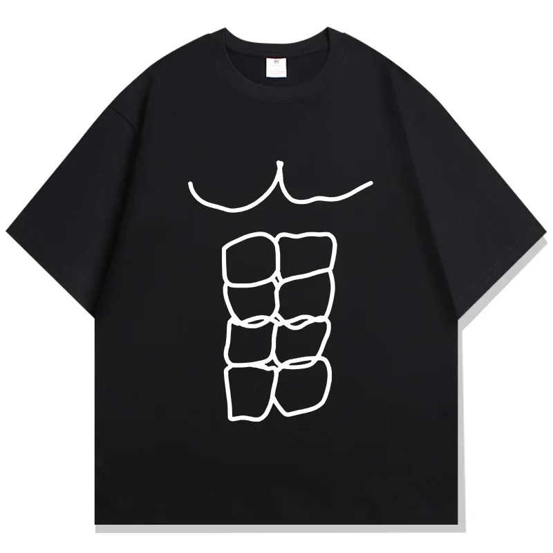 Fun Fitness Abdominal Muscle Print T-Shirt Women's Short Sleeve T-Shirt Women's Sports Top Summer Streetwear Graphic T Shirts