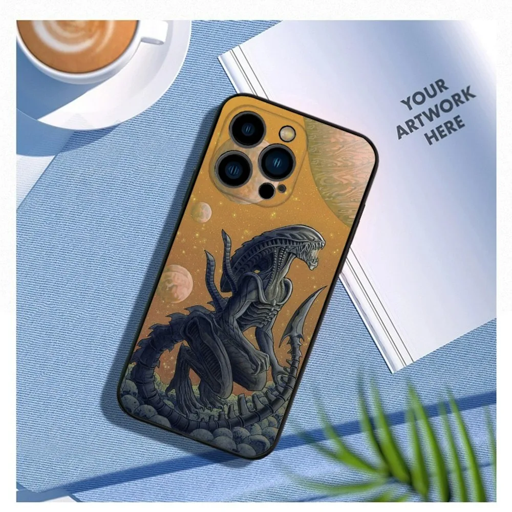 Movie A-AlienS X-Xenomorph Phone Case For iPhone15,14,13,12 Mini 11 Pro XR,X,XS,MAX 7,8 Plus Silicone Cover Soft Black