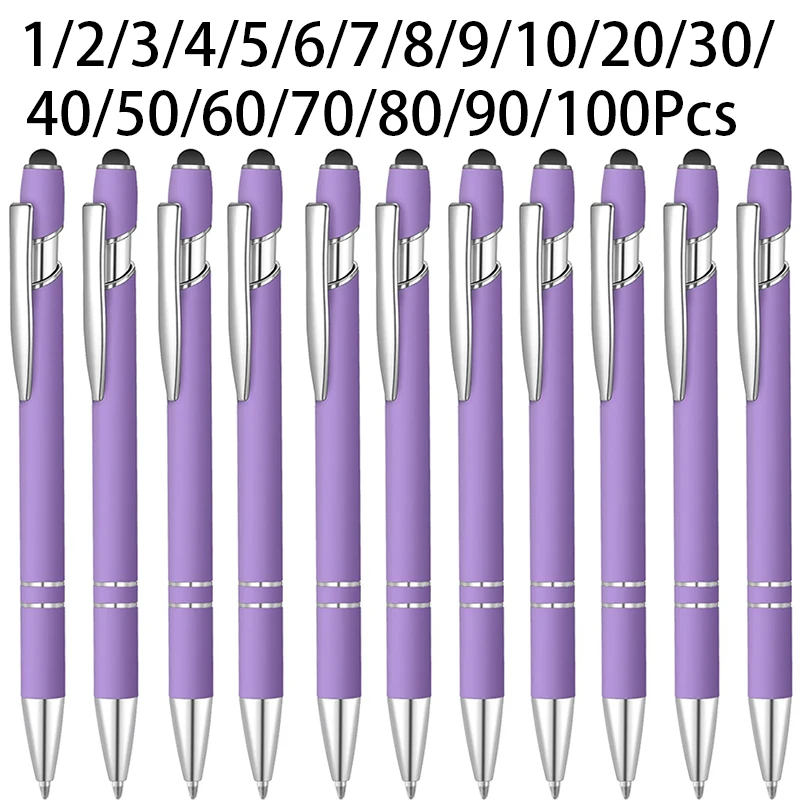 

1-100Pcs Soft Rubber Touch Screen Metal Aluminum Ballpoint Pen Multifunctional Ball Pen For Office Business